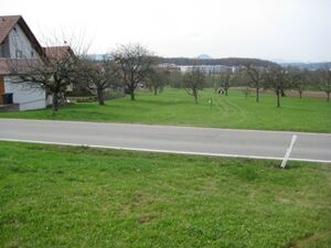 Verbindungsstraße statt Streuhobstwiese? Im Hintergrund Industriegebiet Brunnäcker/Hochsträß